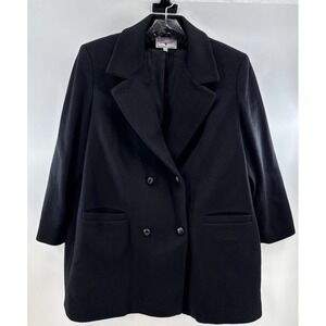 Vintage Amerimade Wool Black Double Breasted Women's 20 Peacoat
